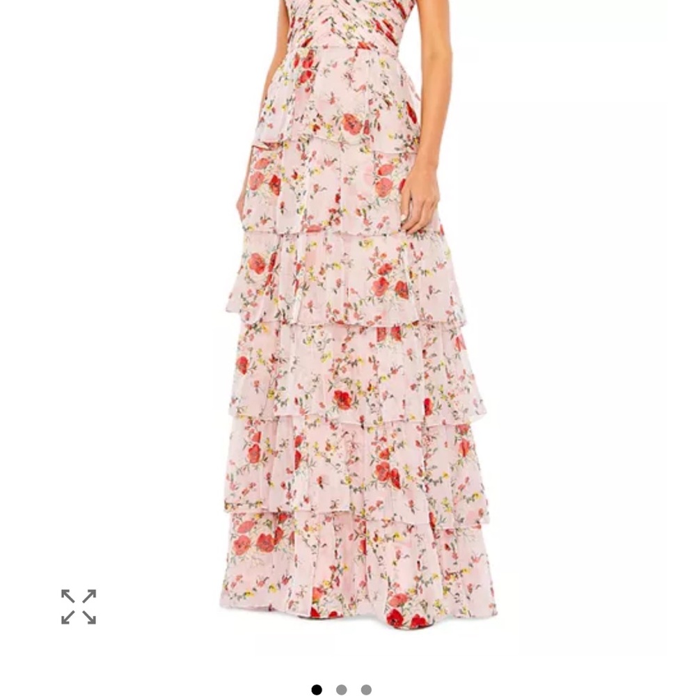 Mac Duggal Pink Floral Ruffled Tiered Maxi Dress - Picture 5 of 11